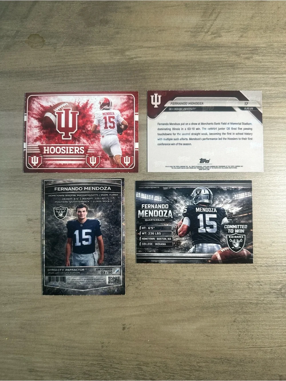 Fernando Mendoza Rookie Lot of (4) Novelty Football Cards. Indiana Hoosiers. - Picture 6 of 6